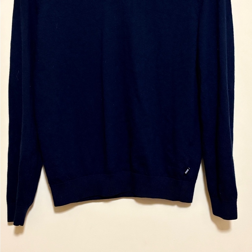 BOSS long-sleeve polo sweater in navy blue - Picture 3 of 8